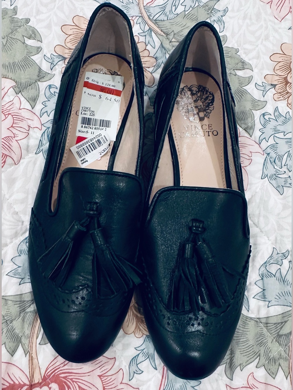 Vince Camuto Black Leather Tassel Loafers - Women's Flats